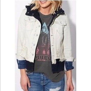 $98 Free People Women's Double Weave Denim Jean Jacket Coat Size XS